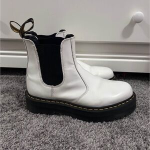 Dr. Martens White Ankle Boots with Black Sole